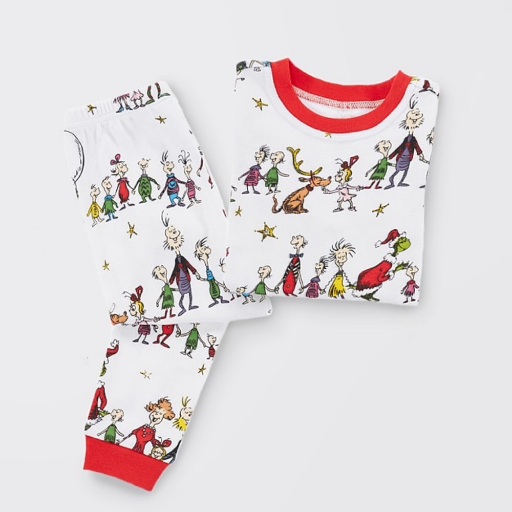 BNWT Pottery Barn Kids Dr Seuss The Grinch fitted pajamas size 14